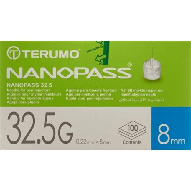 Terumo Pen Nadel Nanopass 32.5г 0.22x8мм 100 штук