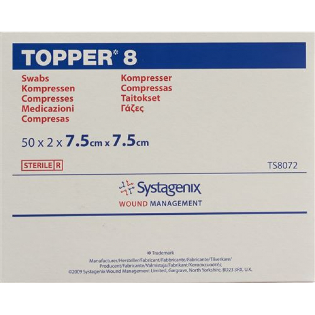 Topper 8 Einmal-Kompressen 7.5x7.5см стерильный 50 пакетиков a 2 штуки