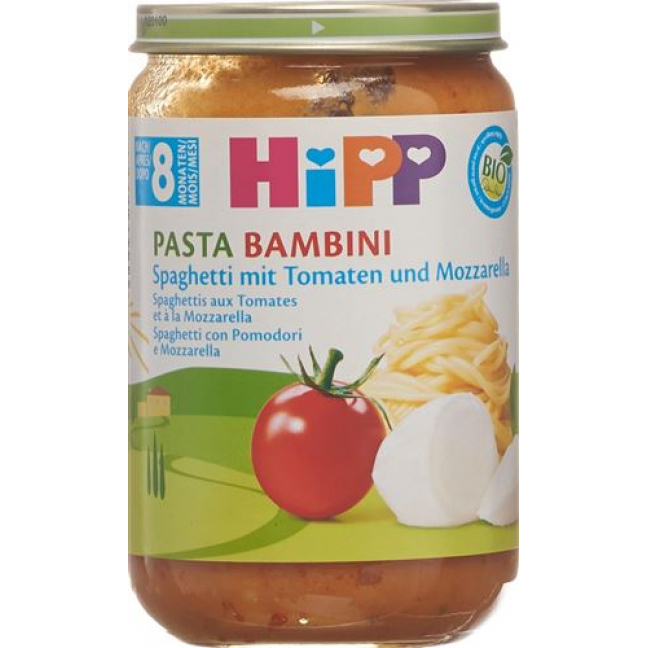 Hipp Pasta Bambini Spaghetti Tomat Mozzar 8m 220г