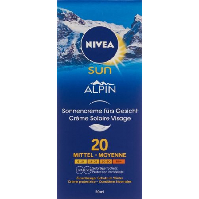 Нивея Сан Алпин Лицо солнцезащитный крем солнцезащитный фактор-20 50 мл