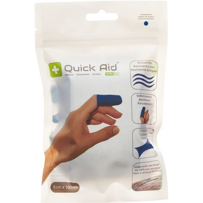 Quick Aid пластырей 6x100см Latexfrei Blau