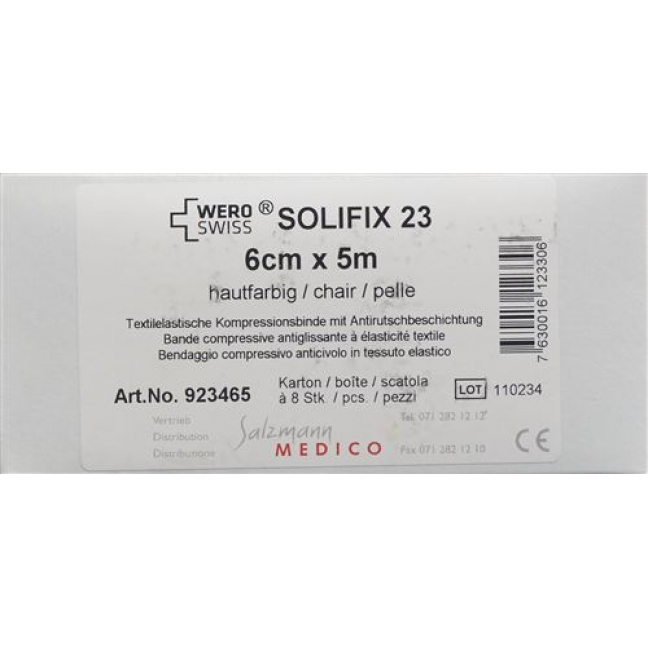 Wero Solifix 23 Kurzzugbinde 5мX6см телесный цвет 8 штук