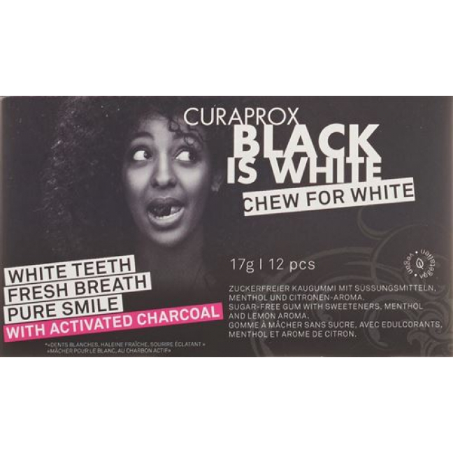 Курапрокс Black Is White жевательная резинка 12 шт.
