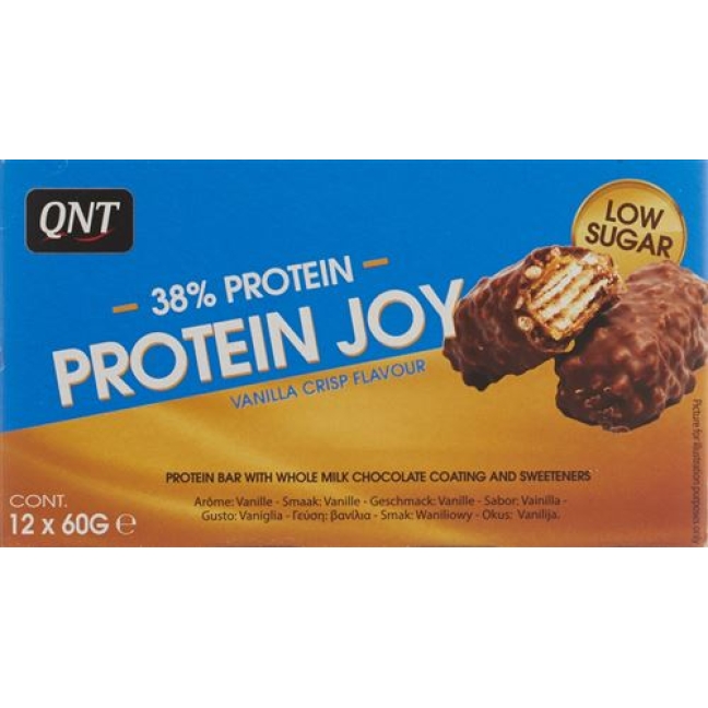 QNT 38% протеїну Joy Bar Low Sugar Vanilla Crisp 12 x 60 г