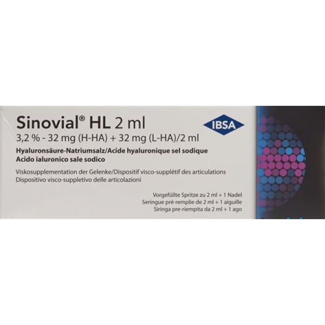 Синовиал HL раствор для внутрисуставных инъекций 3.2% 2 мл 1 предварительно заполненный шприц