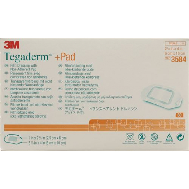 3M Tegaderm + Pad 6x10см / Wundkissen 2.5x6см 50 штук