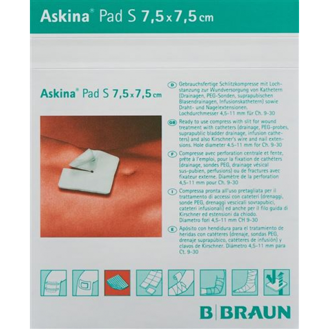 Askina Pad S Schlitzkompresse 7.5смx7.5см 30 штук