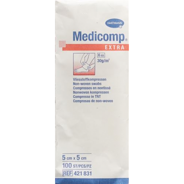 Medicomp Extra Vlieskompressen 5x5см Nicht Steril 100 штук