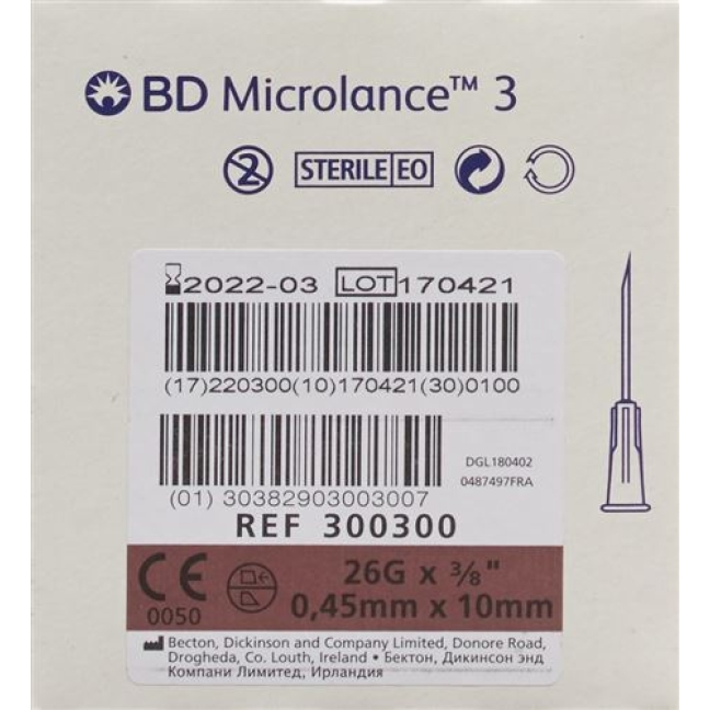 BD MICROL 3 INJ KAN 0.45X10MM