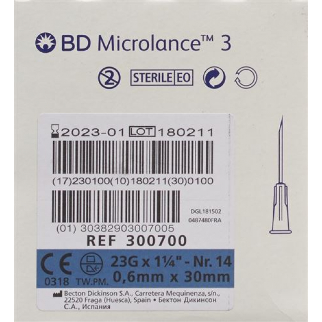 BD Microlance 3 Injektionskanulen 0.6 x 30мм Blau 100 штук