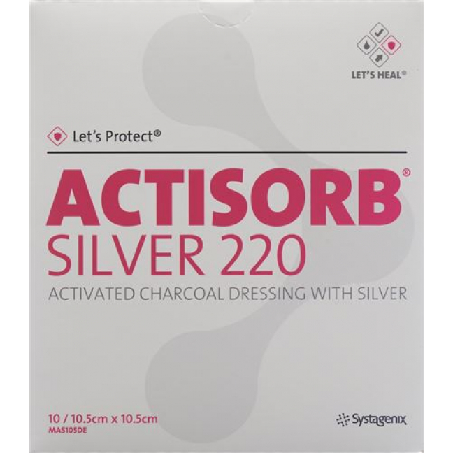 Let’s Protect Actisorb Silver 220 Kohleverband 10.5x10.5см 10 шт