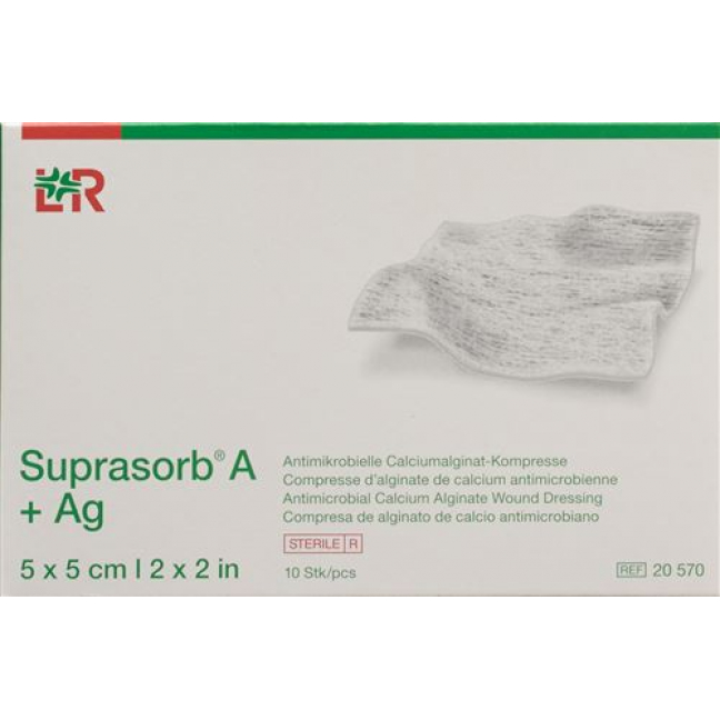 Suprasorb A + Ag Calciumalginat компресс 5x5см стерильный 10 штук