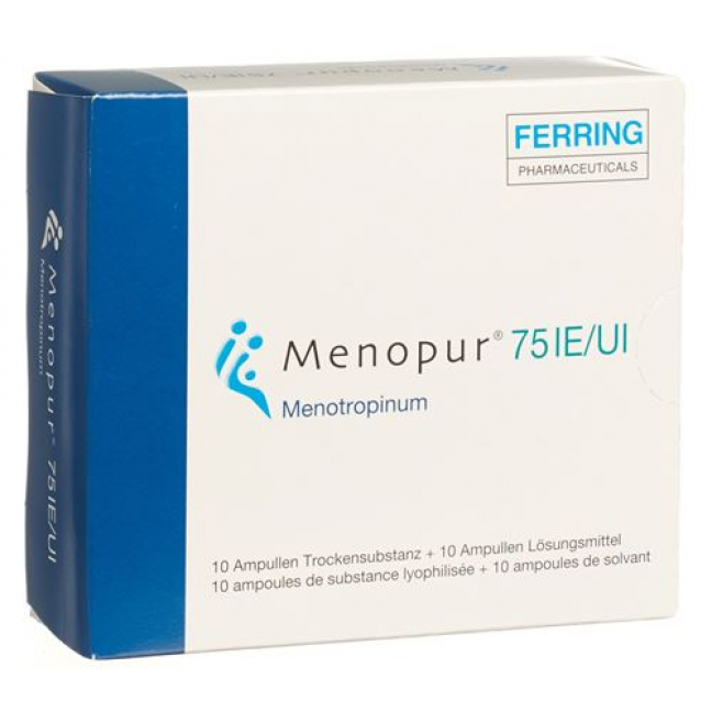 Менопур сухое вещество 75 МЕ с растворителем 10 флаконов