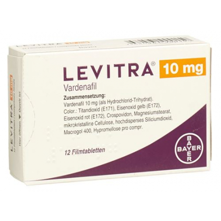 Левитра 10 мг 12 таблеток покрытых оболочкой  