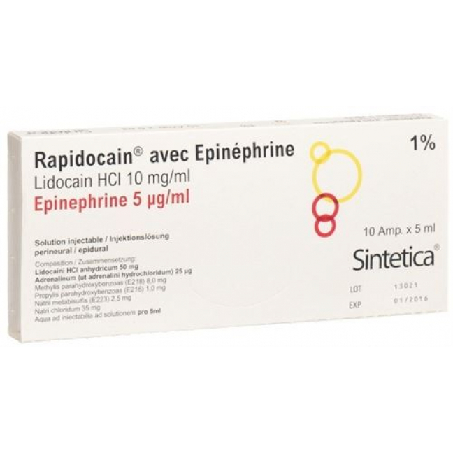 RAPIDOCAIN 1% + EPIN 5 MCG