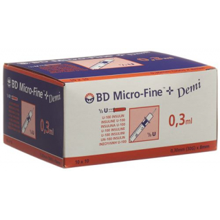 BD Microfine+ Demi U100 Insulin Spritzen 0.30мм x 8мм 100x 0.3мл