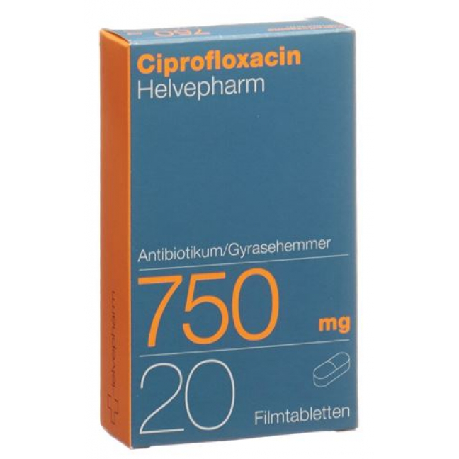 Ципрофлоксацин Хелвефарм 750 мг 20 таблеток покрытых оболочкой