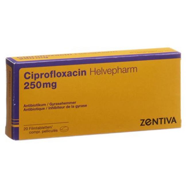 Ципрофлоксацин Хелвефарм 250 мг 20 таблеток покрытых оболочкой