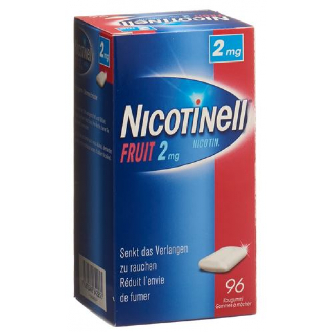 Никотинелл Фруктовая 2 мг 96 жевательных резинок