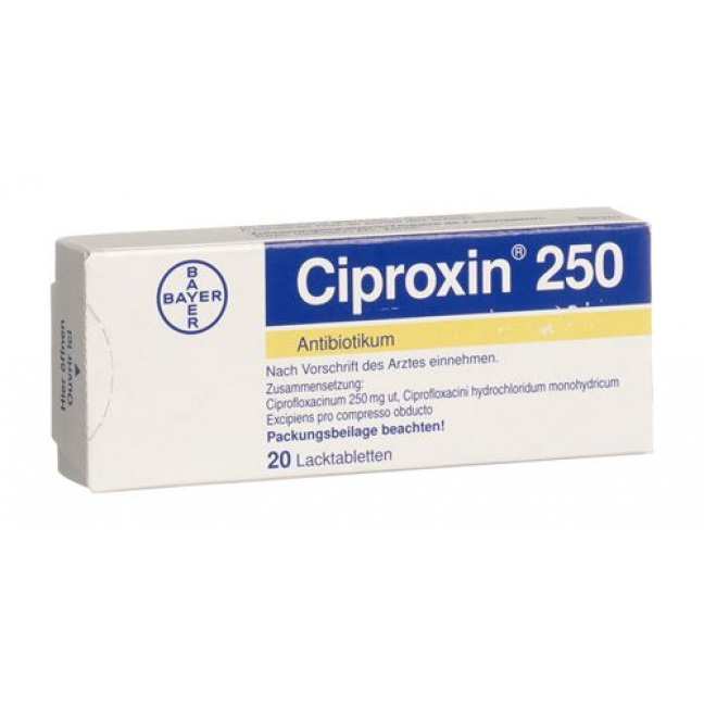 Ципроксин 250 мг 20 таблеток покрытых оболочкой 