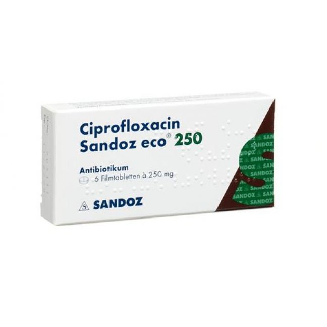 Ципрофлоксацин Сандоз Эко 250 мг 6 таблеток покрытых оболочкой