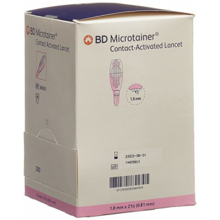 BD Microtainer ланцеты 21gx1.8мм Pink 200 штук