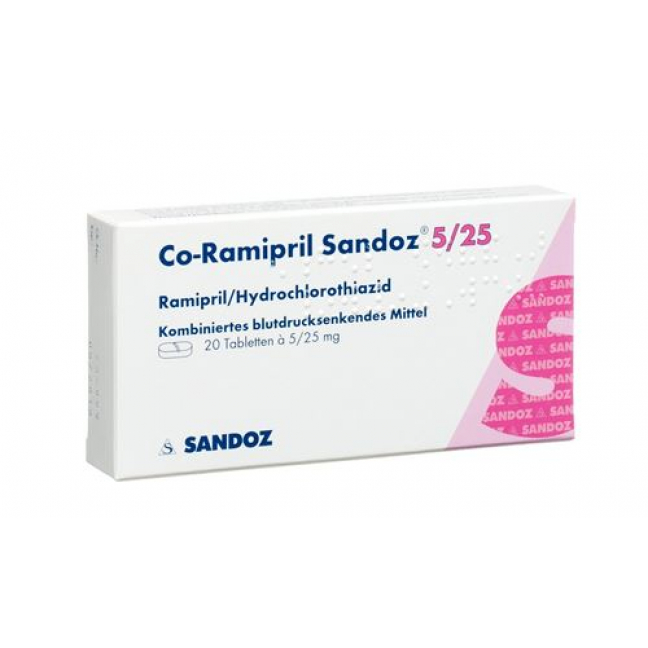 Ко-Рамиприл Сандоз 5/25 мг 20 таблеток