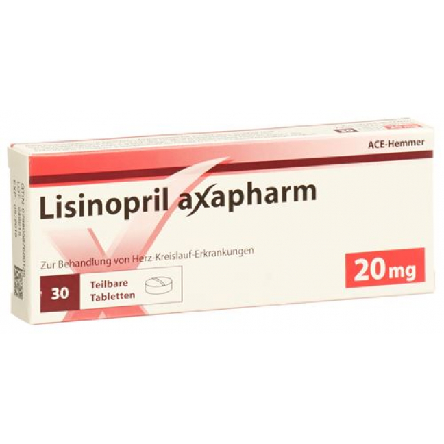 Лизиноприл Аксафарм 20 мг 30 таблеток 