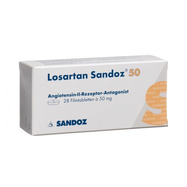 Лозартан Сандоз 50 мг 28 таблеток покрытых оболочкой 
