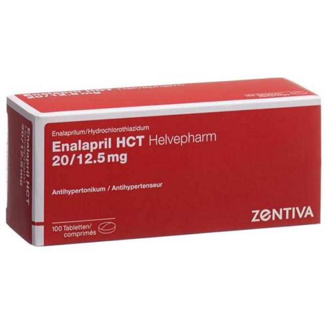 Эналаприл HCT Хелвефарм 20/12.5 мг 100 таблеток
