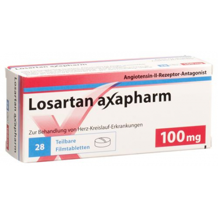 Лозартан Аксафарм 100 мг 28 таблеток покрытых оболочкой 