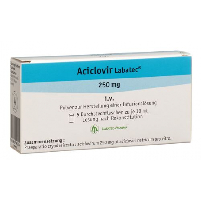 Ацикловир Лабатек сухое вещество 250 мг 5 флаконов по 10 мл