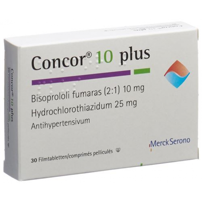 Конкор 10 Плюс 10/25 мг 30 таблеток покрытых оболочкой