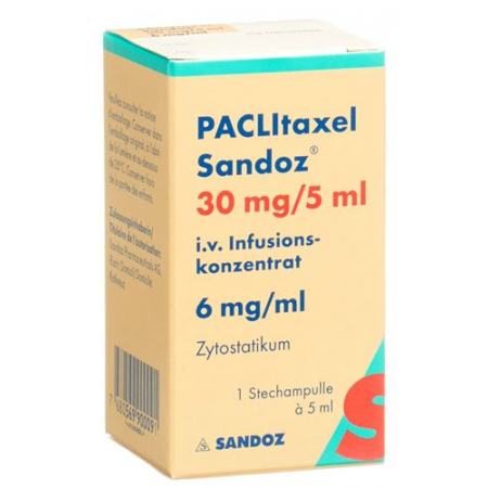Паклитаксел Сандоз инфузионный концентрат 30 мг / 5 мл флакон 5 мл