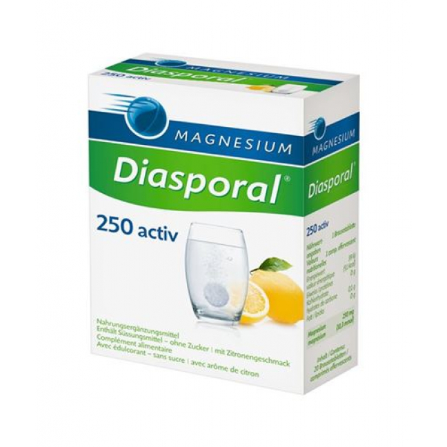 Магний Диаспорал Актив 250 мг 20 шипучих таблеток со вкусом лимона