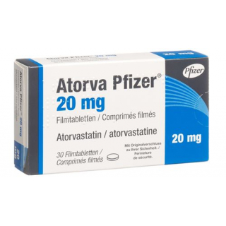 Аторва Пфайзер 20 мг 30 таблеток покрытых оболочкой 