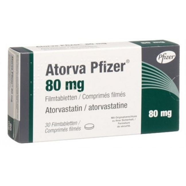 Аторва Пфайзер 80 мг 30 таблеток покрытых оболочкой 