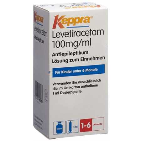 Кеппра пероральный раствор 100 мг/мл флакон 150 мл с дозирующей пипеткой 1 мл