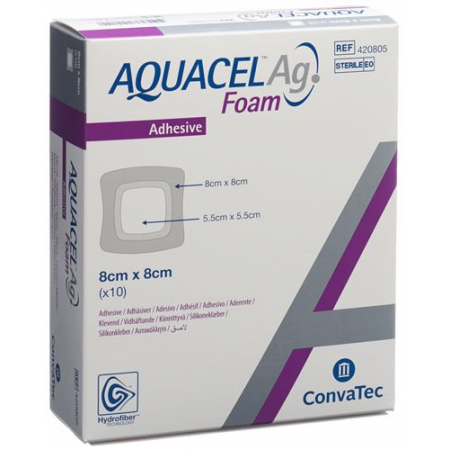 Aquacel Ag Foam 8x8см Adhesive 10 штук
