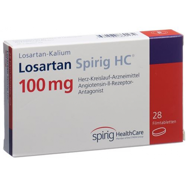 Лозартан Спириг 100 мг 98 таблеток покрытых оболочкой 100 мг 98 