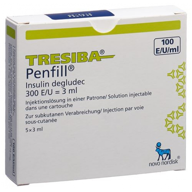 Тресиба Пенфилл раствор для инъекций 100 ЕД/ мл 5 картриджей по 3 мл