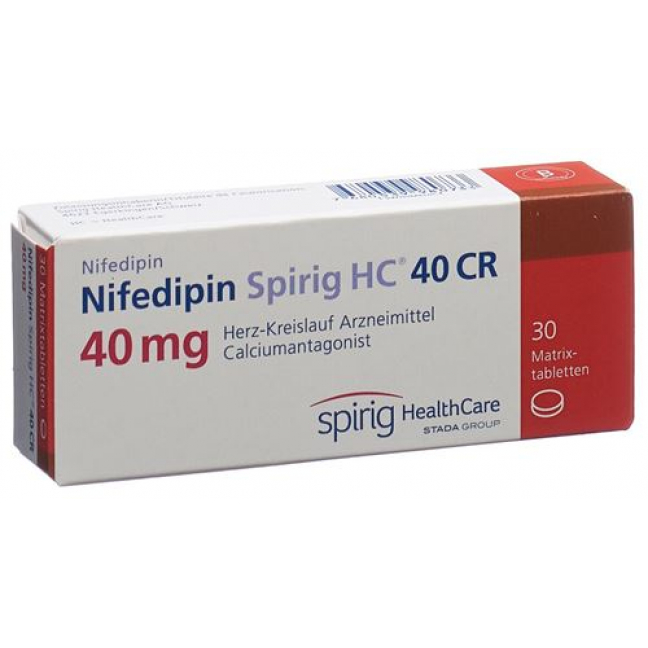 Нифедипин Спириг СР 40 мг 30 матрикс таблеток 