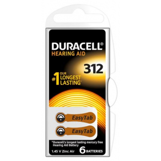 Duracell Hearing Aid Batterie 312 1.4V Zinc Air 6 Stuk
