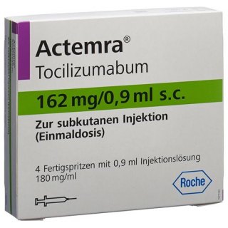 Актемра (тоцилизумаб) раствор для инъекций 162 мг / 0,9 мл 4 предварительно заполненных шприца