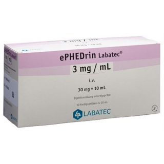 Эфедрин Лабатек раствор для инъекций 30 мг / 10 мл 10 предварительно заполненных шприцов по 10 мл