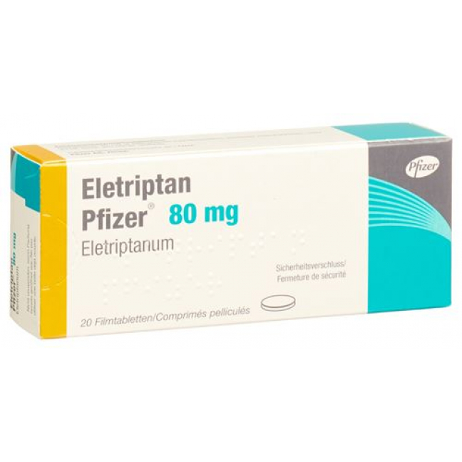 Элетриптан Пфайзер 80 мг 20 таблеток покрытых оболочкой