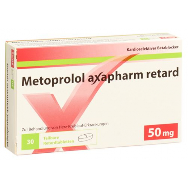 Metoprolol Axapharm 50 mg 100 Retard tablets