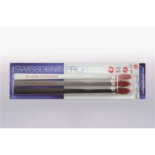 Зубна щітка Swissdent Colors trio білий сірий чорний софт-середній