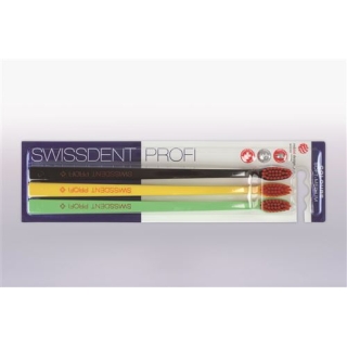 Зубна щітка Swissdent Colours trio black yellow green soft-medium