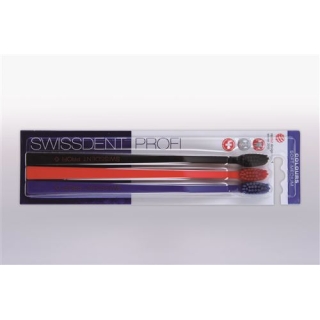 Зубна щітка Swissdent Colors trio чорний червоний синій софт-середній